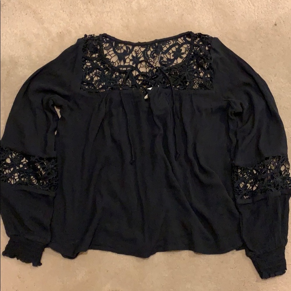 Black Hollister Laced Long sleeve top
